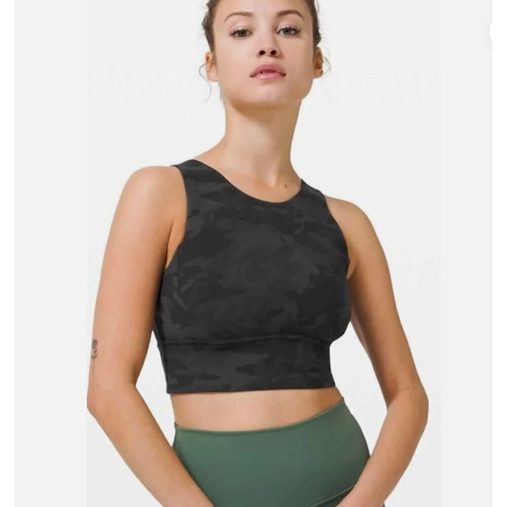 Lululemon Black Camo Stronger As One Long Line Bra Size 4